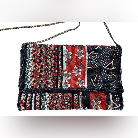 Anthropologie Handbags - Anthropologie beaded clutch / chain crossbody Bag